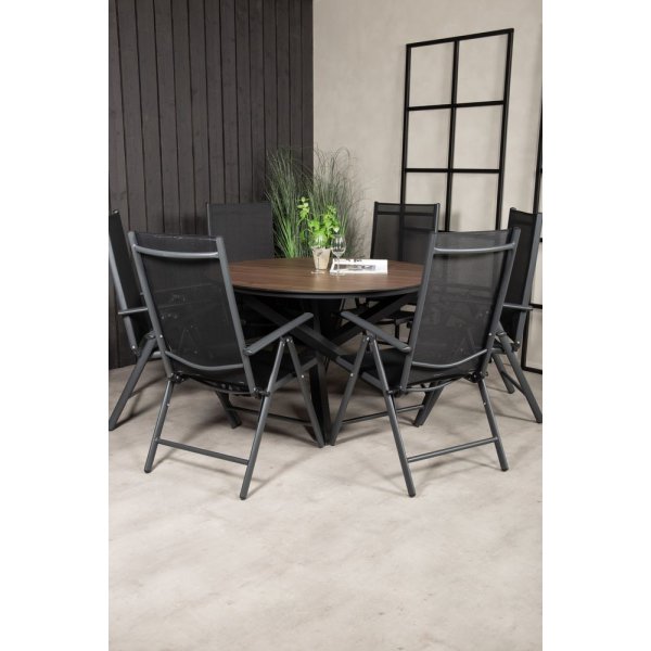 Tottarp Matgrupp (ø140) - Svart/Brun - 6 Stolar Tottarp Matgrupp (ø140) - Svart/Brun - 6 Stolar