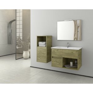 Möbelpaket Sorrento 75 - Naturfärgat med spegel- & sidoskåp