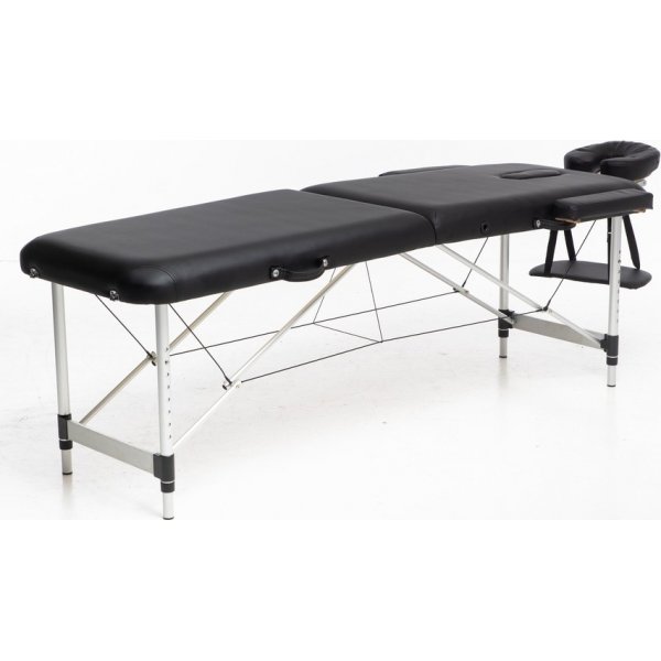 Massagebnk med metallben - 2 zoner - Svart