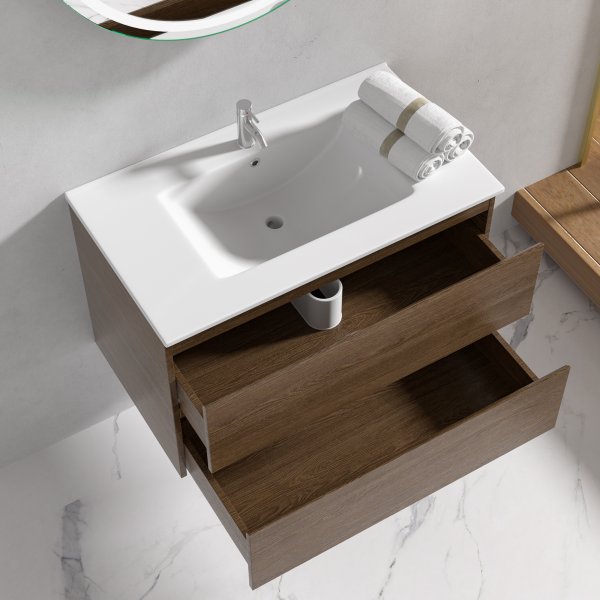 Kylpyhuonekalusteet Milan 80 cm - pähkinä + WC-paperin pidike Kylpyhuonekalusteet Milan 80 cm - pähkinä + WC-paperin pidike