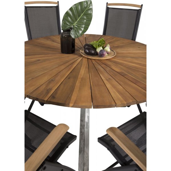 Salstad Matgrupp (ø140) - Svart/Natur/Silver - 6 Stolar Salstad Matgrupp (ø140) - Svart/Natur/Silver - 6 Stolar