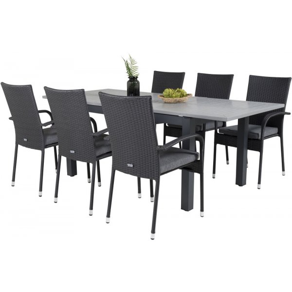 Ekenäs Matgrupp (152x90) - Svart/Grå - 6 Stolar Ekenäs Matgrupp (152x90) - Svart/Grå - 6 Stolar