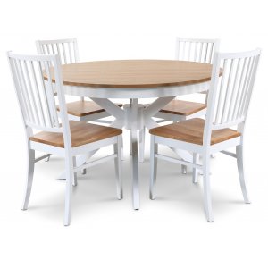 Troms� runt matbord 120 cm - Vit / Ek