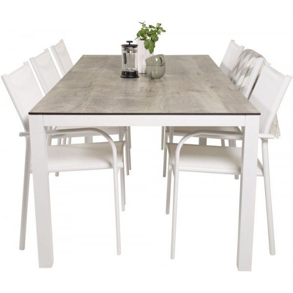 Tottarp Matgrupp (205x100) - Vit/Gr� - 6 Stolar