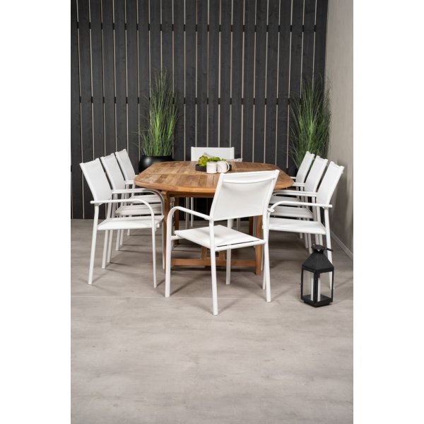 Bjuråker Spisegruppe (180x120) - Hvid/Natur - 8 Stole Bjuråker Spisegruppe (180x120) - Hvid/Natur - 8 Stole