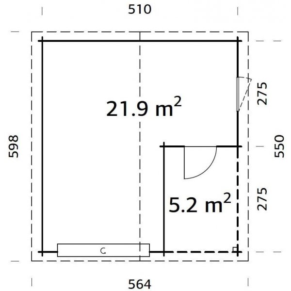 Garage Roger med takskjutport - 21,9+5,2 m² Garage Roger med takskjutport - 21,9+5,2 m²