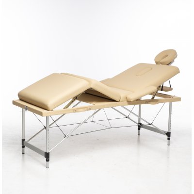 Massagebænk med metalben - 4 zoner - beige