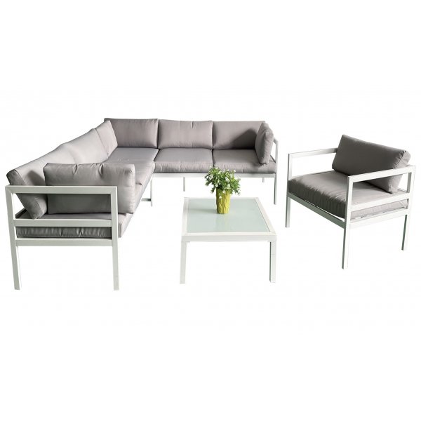Svante - Outdoor-Möbelgruppe aus weißem Aluminium + Textilimprägnierung für Outdoormöbel Svante - Outdoor-Möbelgruppe aus weißem Aluminium + Textilimprägnierung für Outdoormöbel