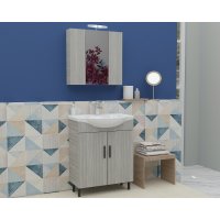 Badrumsmöbler Luna 55 - Grått med spegelskåp