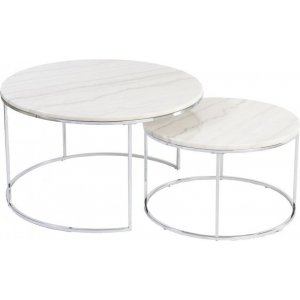 Lormont satsbord i marmor �80/60 cm -  Ljus marmor/krom