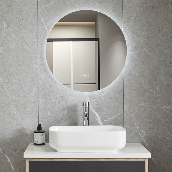 Rundt badevrelsesspejl 80 cm | LED-belysning og antidug