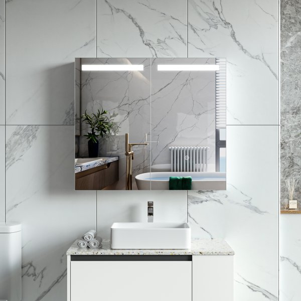 Peilikaappi - Luxe | LED-valaistus | Pehmeästi sulkeutuvat ovet | 80 cm Peilikaappi - Luxe | LED-valaistus | Pehmeästi sulkeutuvat ovet | 80 cm