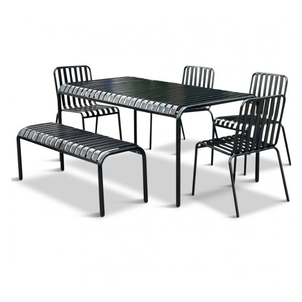 Särö udendørs gruppe; Spisebord med 4 stole og 1 bænk Särö udendørs gruppe; Spisebord med 4 stole og 1 bænk