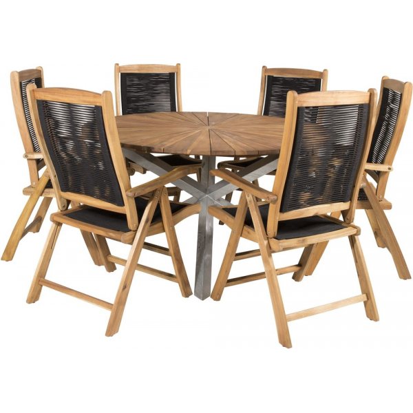 Salstad Matgrupp (140) - Natur/Silver - 6 Stolar