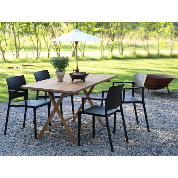 Spisegruppe Salt teak: Klapbord i teak inklusiv 4 Alafors stelstole