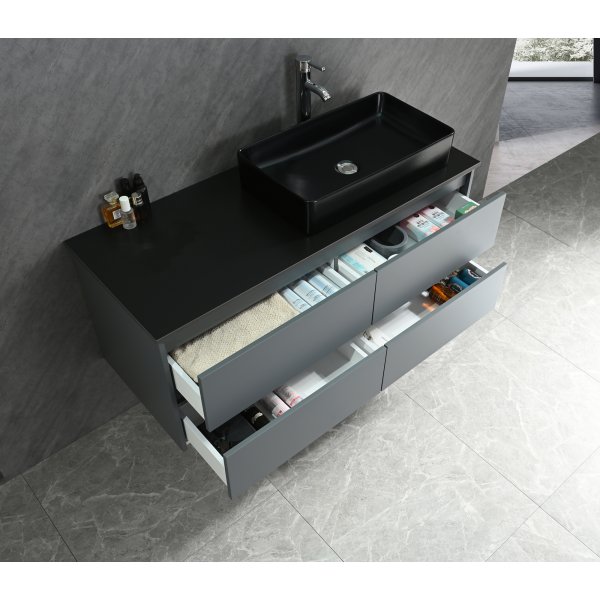 Kylpyhuonekalusteet Allaskaappi - Harmaa ja musta + 2.00 x Kylpyhuoneen koukku Kylpyhuonekalusteet Allaskaappi - Harmaa ja musta + 2.00 x Kylpyhuoneen koukku