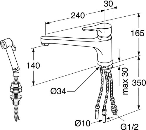 Gustavsberg Nautic köksblandare med handdusch Gustavsberg Nautic köksblandare med handdusch