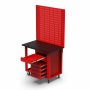 Arbetsvagn med pegboard och 6 l�dor | Kallvalsat st�l | 100x60x191 cm | R�d
