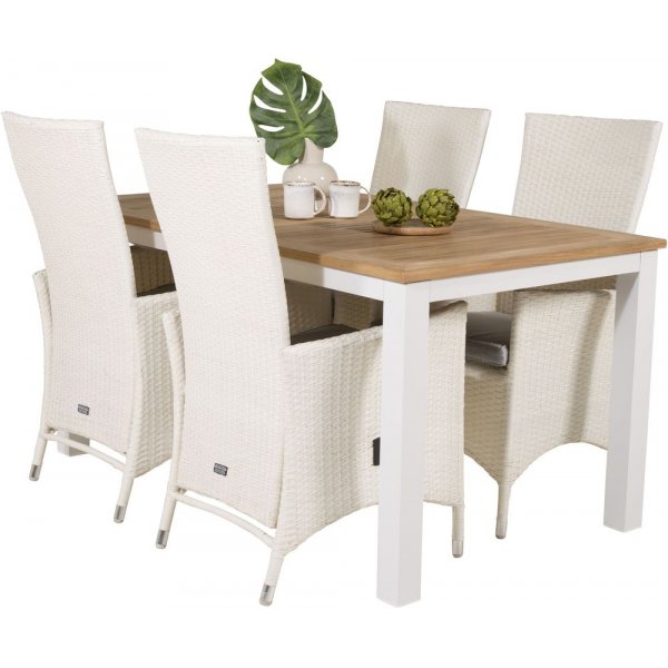 Dotorp Matgrupp (160x90) - Vit/Natur - 4 Stolar Dotorp Matgrupp (160x90) - Vit/Natur - 4 Stolar