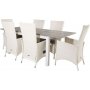 Ekens Matgrupp (160x90) - Vit/Gr - 6 Stolar