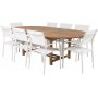 Bjurker Spisegruppe (180x120) - Hvid/Natur - 8 Stole