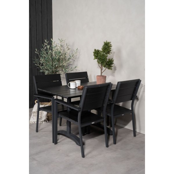 Dallaren Matgrupp (70x120) - Svart - 4 Stolar