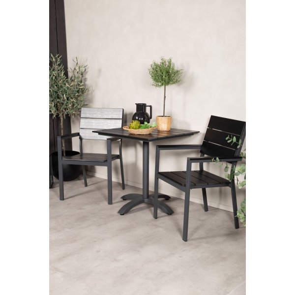 Garnviken Matgrupp (70x70) - Svart - 2 Stolar