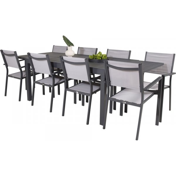 Holma Spisegruppe (160x100) - Sort - 8 Stole