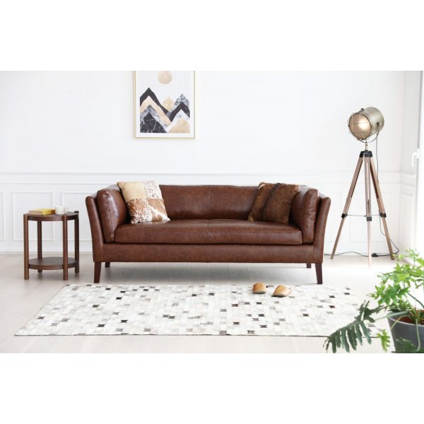 Soffa 3-sits brun vintage PU 198 cm - Heritage