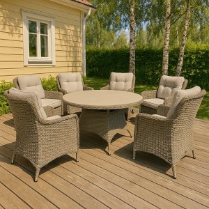Gartengruppe - Florida | Ø150 cm - Naturfarbenes Rattan Gartengruppe - Florida | Ø150 cm - Naturfarbenes Rattan