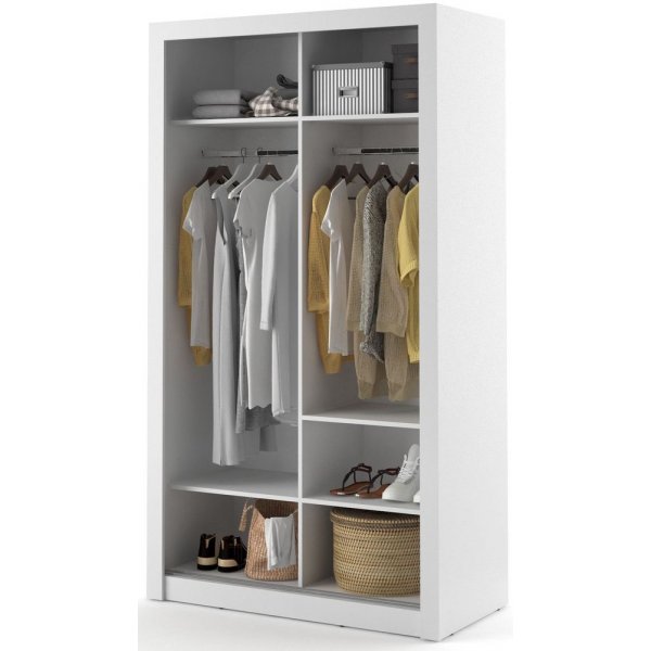 Garderob med skjutd�rrar vit 120x215 cm - Mervyn