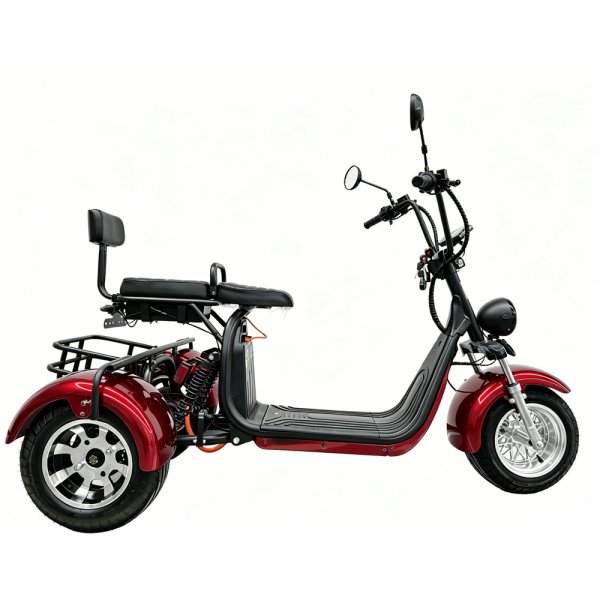 Elscooter trehjulig 2000W röd - Moped klass 1 el + Låskätting Elscooter trehjulig 2000W röd - Moped klass 1 el + Låskätting