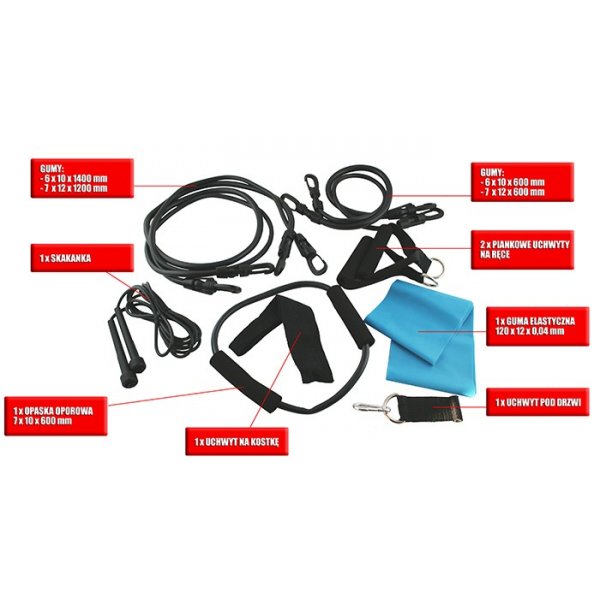 Träningsset Hopprep | Träningsband x 4 | 1 gymband | 2 x handtag mm Träningsset Hopprep | Träningsband x 4 | 1 gymband | 2 x handtag mm