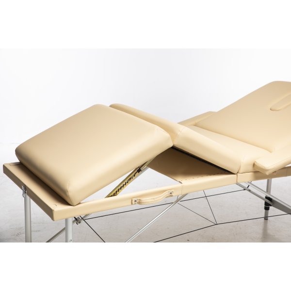 Massagebnk med metalben - 4 zoner - beige