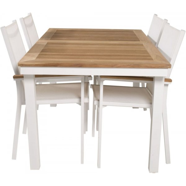 Dotorp Matgrupp (160x90) - Vit/Natur - 4 Stolar