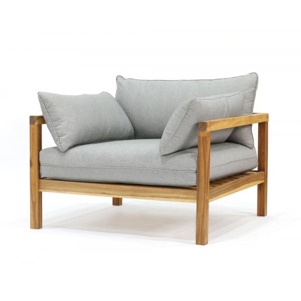 Malmby fåtölj – Gråa dynor/Akacia Malmby fåtölj – Gråa dynor/Akacia