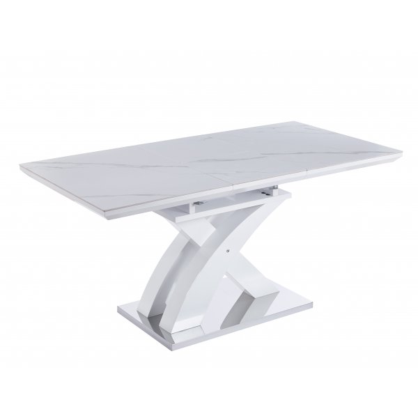 Ingrid matbord f�rl�ngningsbart 120-160 cm - Vit marmor