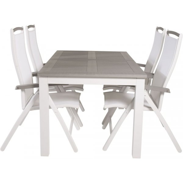 Ekens Matgrupp (160x90) - Vit/Gr - 4 Stolar