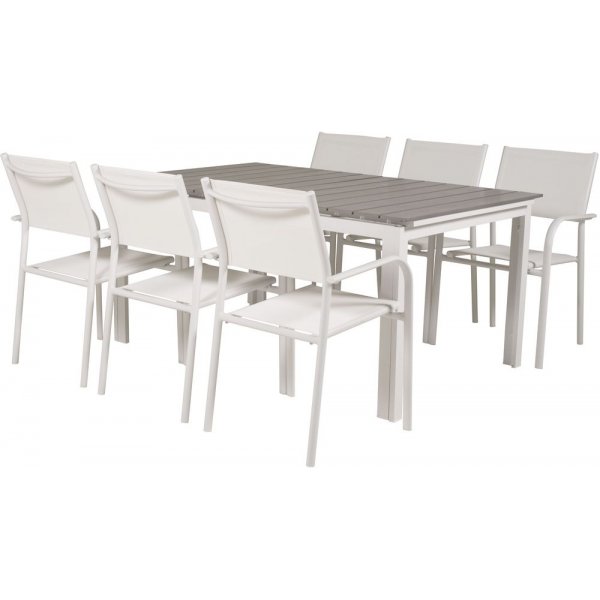 Prässebo Matgrupp (160x100) - Vit/Grå - 6 Stolar Prässebo Matgrupp (160x100) - Vit/Grå - 6 Stolar