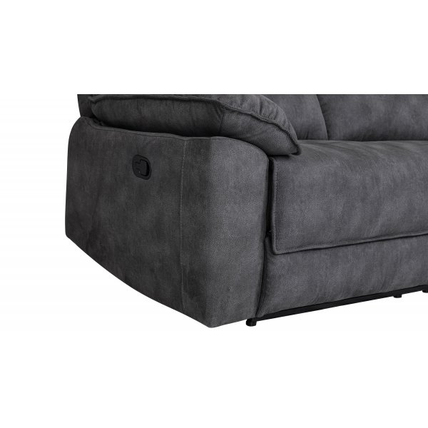 Reclinersoffa 2-sits extra bred i gr�tt - 197 cm