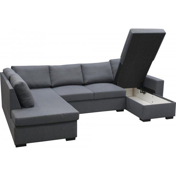 U-soffa Solna v�ndbar - 309 cm - m�rkgr�