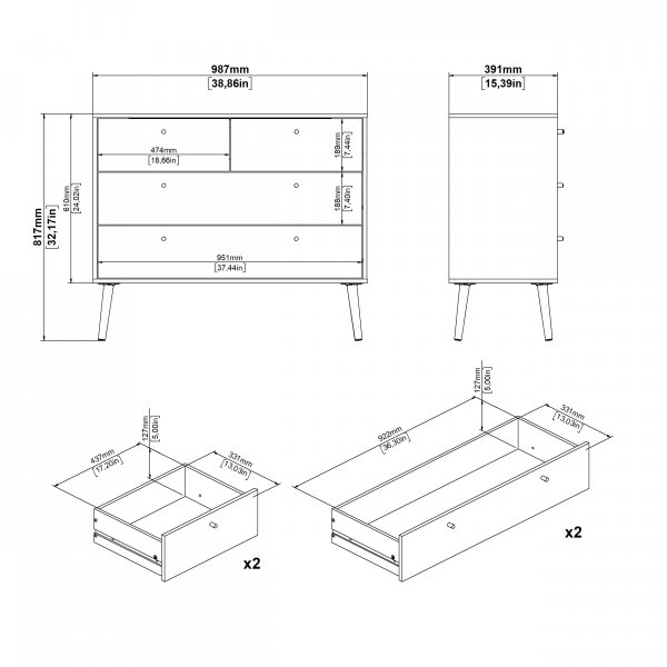 Bodo Byr� 2 + 2 l�dor - Matt grey