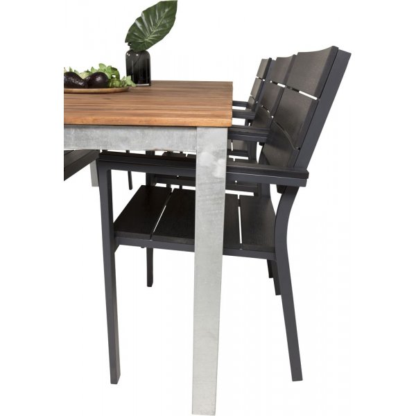 Salstad Matgrupp (200x100)  Svart/Natur - 6 Stolar