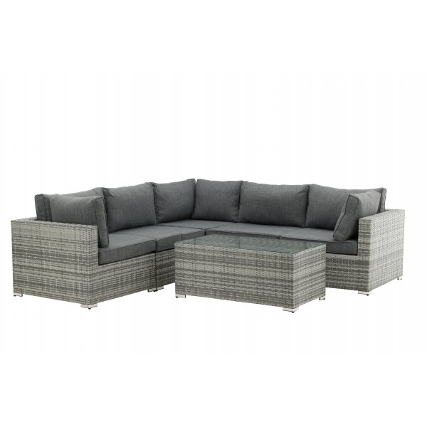 Loungegruppe gr� hj�rnesofa i kunstig rattan - Amazon