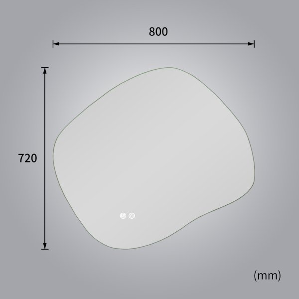 LED-spegel 80x72 cm med anti-fog och justerbar belysning