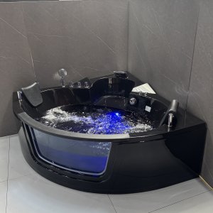 Hörnbadkar Kailua massagebadkar 150 × 150 cm – Svart Hörnbadkar Kailua massagebadkar 150 × 150 cm – Svart