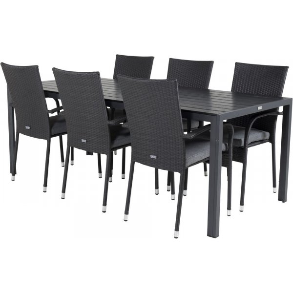 Ervalla Matgrupp (205x90) - Svart - 6 Stolar Ervalla Matgrupp (205x90) - Svart - 6 Stolar