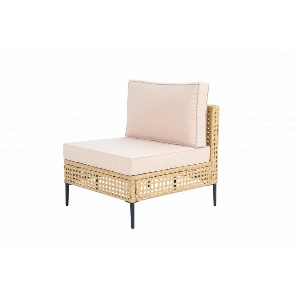 Stor utomhus h�rnsoffa med bord | Loungeset i konstrotting | Creme