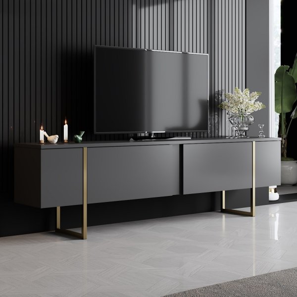 Lux TV-b�nk - Antracit/guld