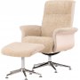 1 Fåtölj med fotpall Hagön - beige teddy whitewash